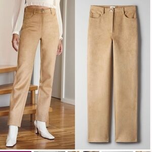 Wilfred Aritzia Melina Tan Faux Suede Pants